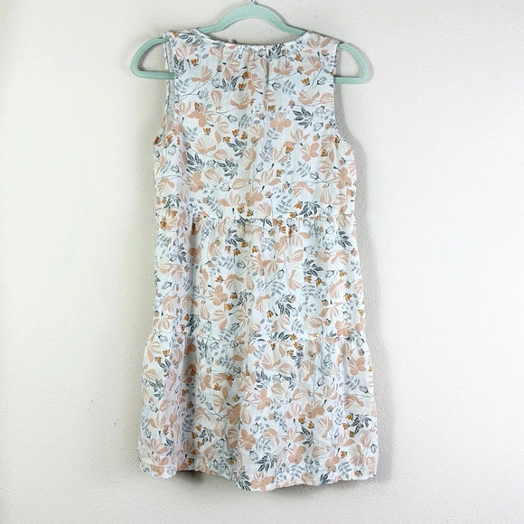 Joie 100% Linen Sleeveless Floral Tiered Babydoll Mini Dress Size Small - Picture 2 of 9